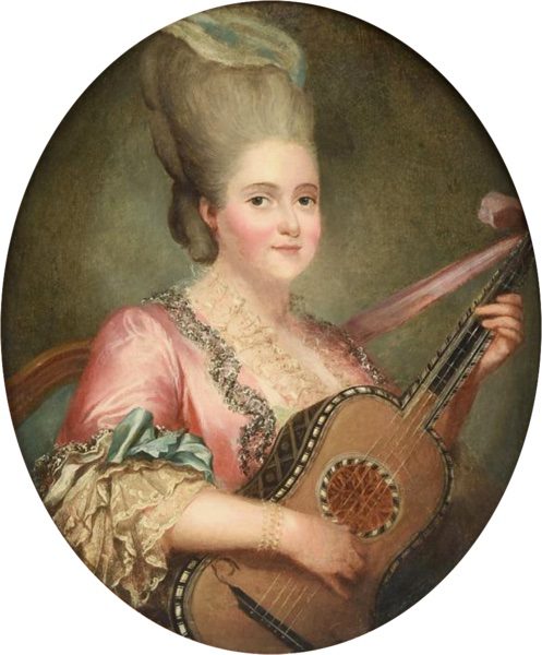 Clotilde-of-France-with-a-Baroque-Guitar Baroque Guitar with Strap