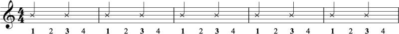 Half note claps on musical staff