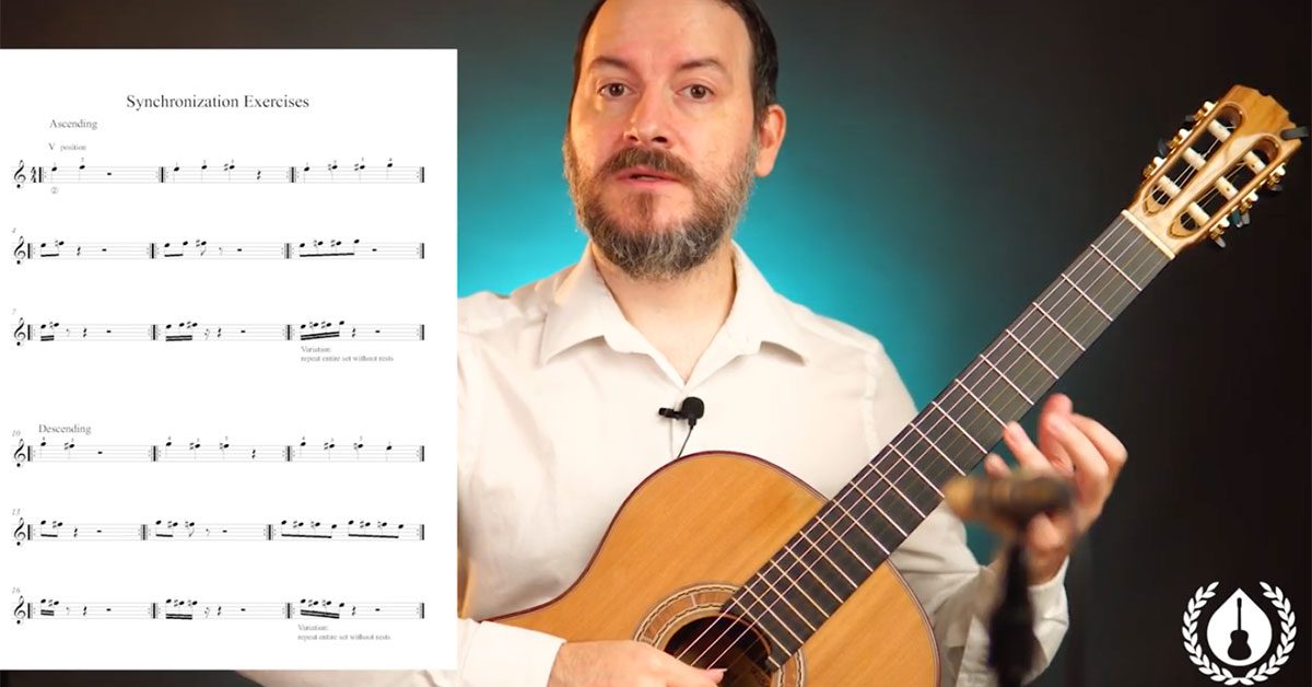 Synchronization Exercises for Classical Guitar