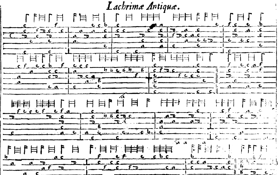 dowland-lachrimae-antiquae-tablature Early Guitar Cousins: Lute Tablature