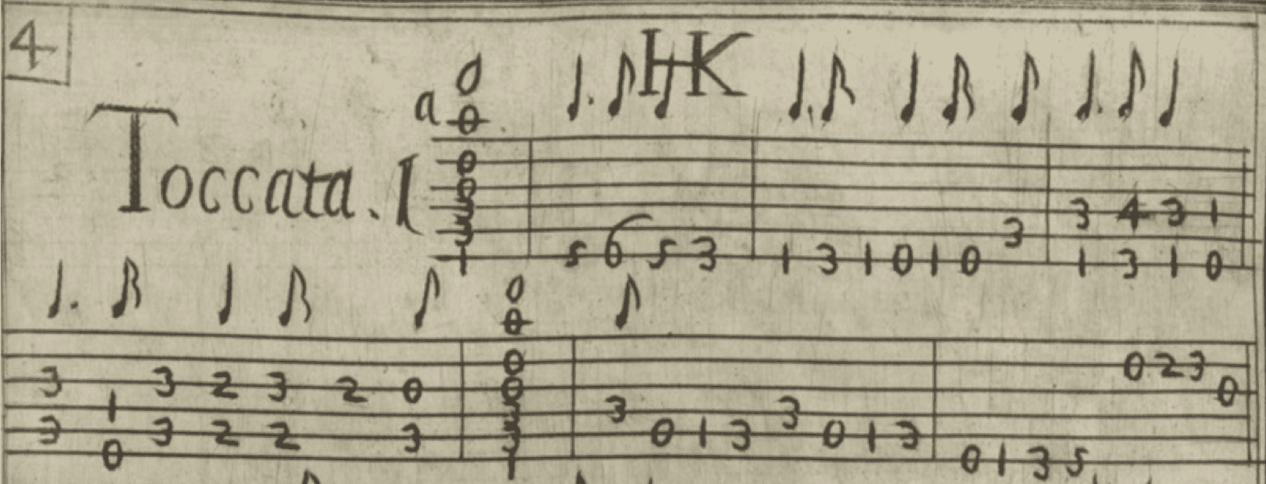 kapsberger-toccata-tablature Early Guitar Cousins: Italian Theorbo Tablature